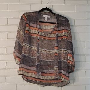 Flowy stripe print patterned blouse